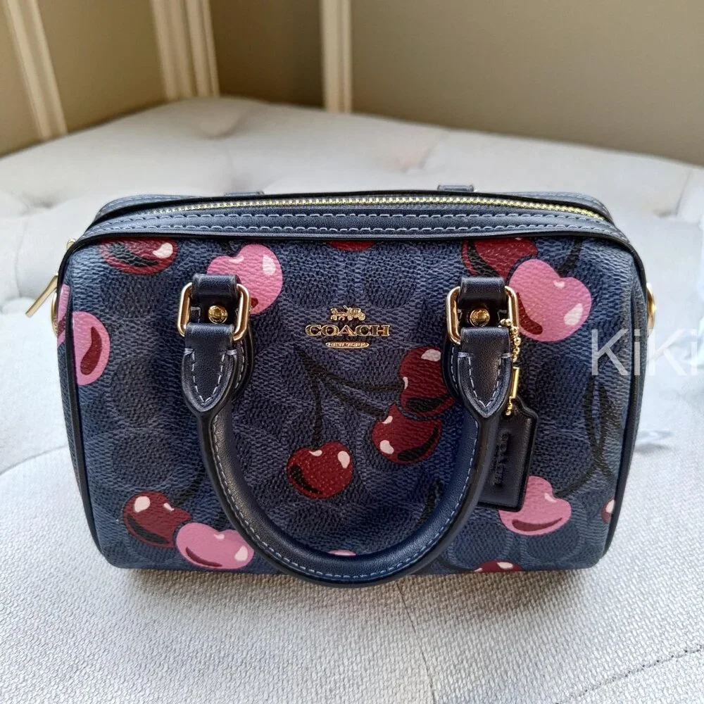 Coach Mini Rowan Crossbody Bag In Signature Canvas With Cherry Print CY741 - Picture 12 of 17